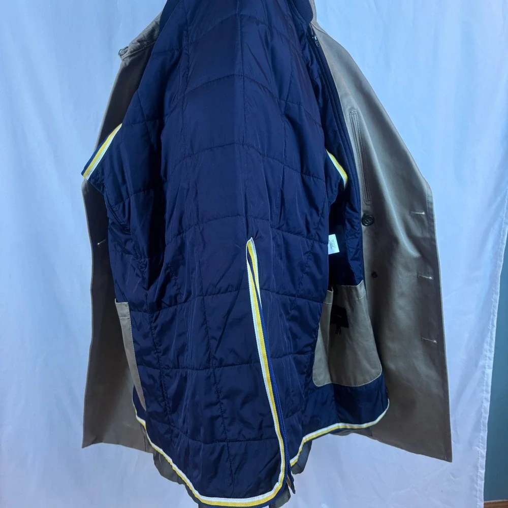 Banana Republic Mens Khaki Double Breasted Trench Coat Removable Liner SPR14 XL